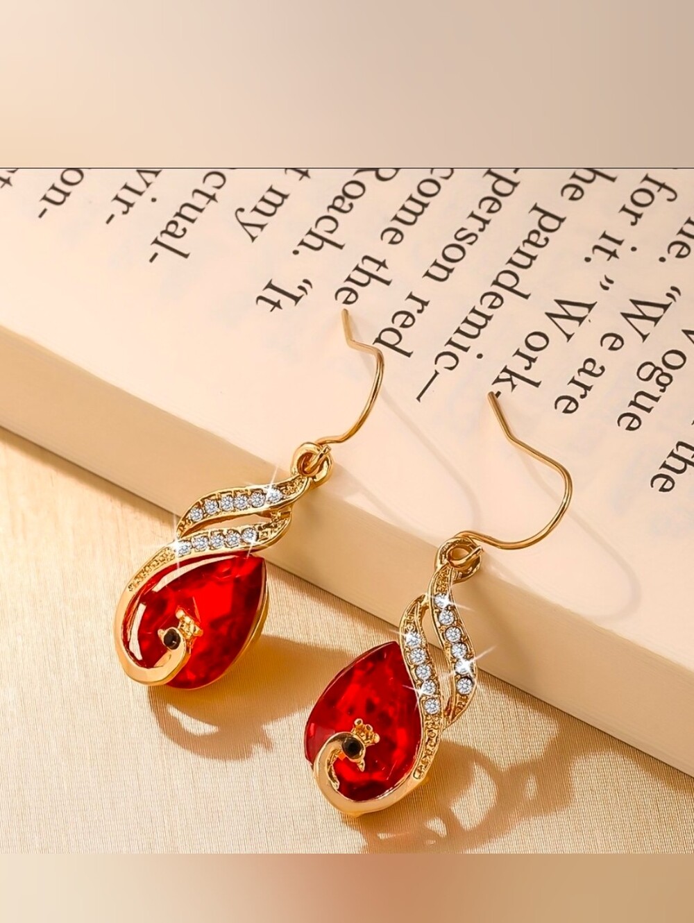 $8 Each Or Bundle 5/$20 Gold Plated Red Swan Crystal Drop Earrings